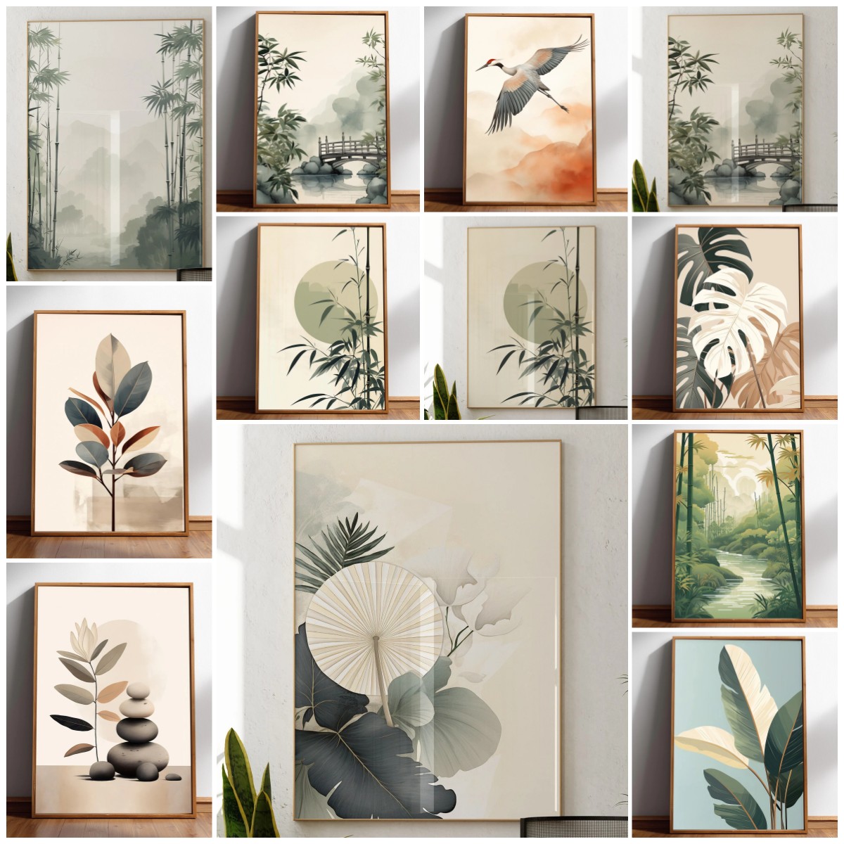 Japanese Zen Lifestyle - Japandi Wall Art Minimal Botanique Minimaliste