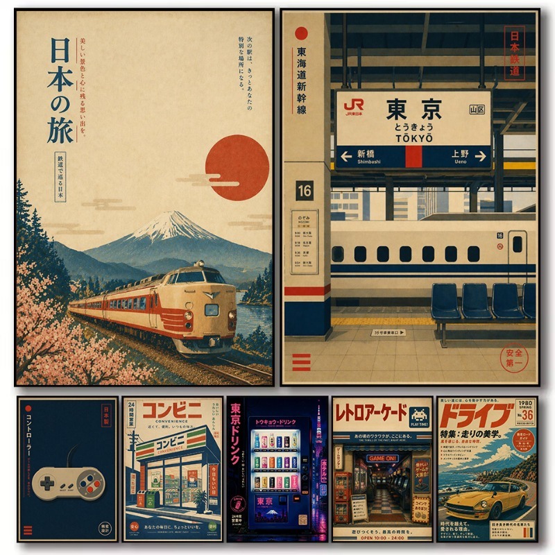 Japanese Traditional Lifestyle - Affiche sur toile vintage japonaise traditionnelle,