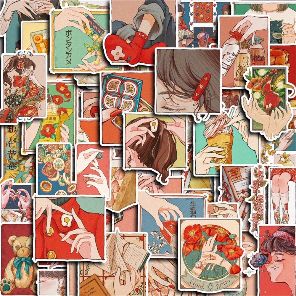 Japanese Traditional Lifestyle - 50 autocollants décoratifs de style traditionnel