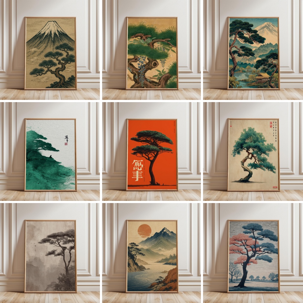 Japanese Zen Lifestyle - Affiche Paysage du Mont Fuji Style